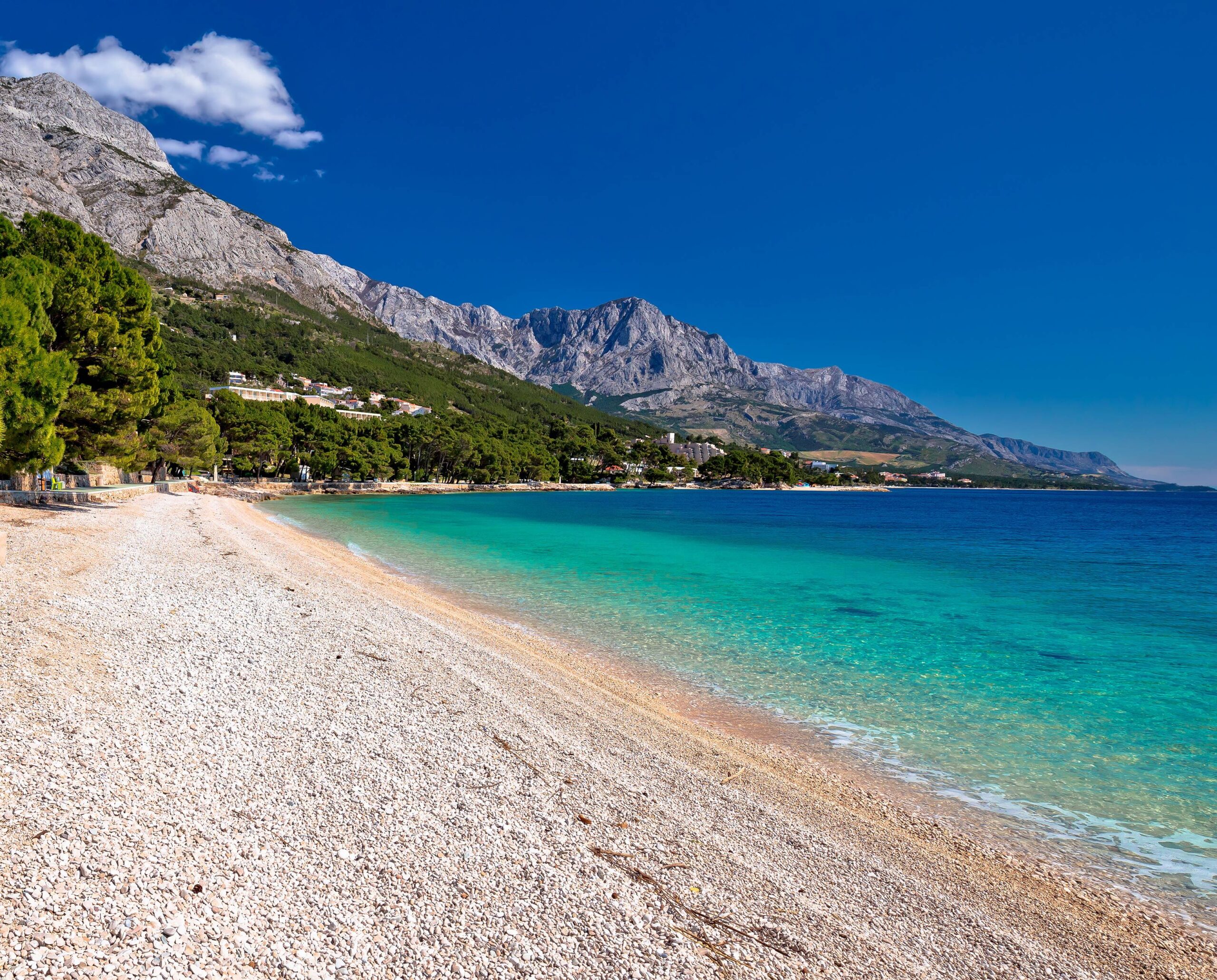 Idyllic beach Punta Rata in Brela view