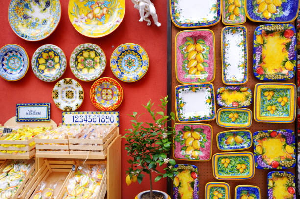 Typical ceramics sold in beautiful town of Positano, Italy